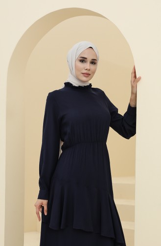 Navy Blue Hijab Dress 8330-01