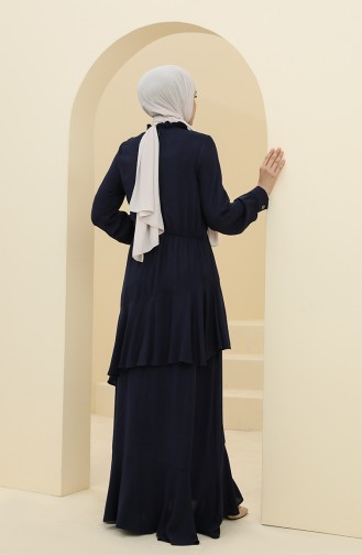 Navy Blue Hijab Dress 8330-01