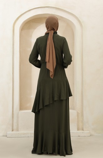 Khaki Hijab Dress 8330-03