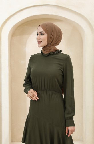 Khaki Hijab Kleider 8330-03