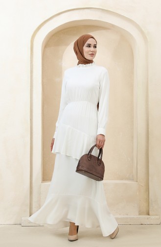 Ecru Hijab Dress 8330-04