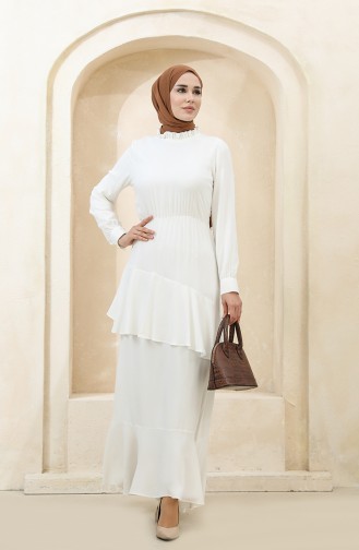 Naturfarbe Hijab Kleider 8330-04