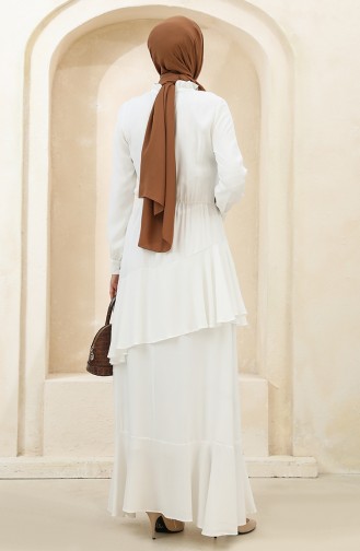 Ecru Hijab Dress 8330-04