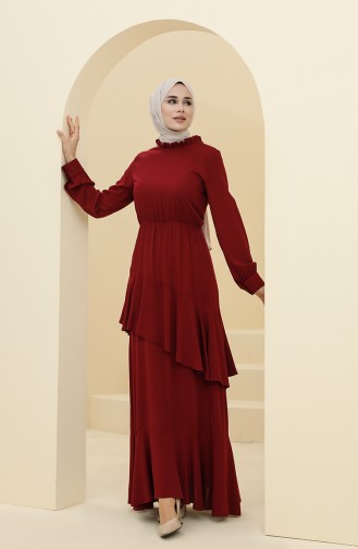 Weinrot Hijab Kleider 8330-06