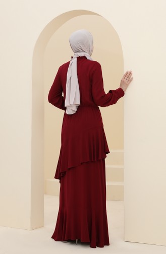 Weinrot Hijab Kleider 8330-06