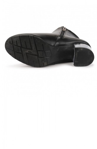 Ayakland 520 Şeffaf Cilt 6 Cm Topuk Termo Taban Bayan Bot Ayakkabı Siyah