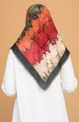 Batik Desen Çekme Cotton Eşarp 11401-07 Siyah Kırmızı