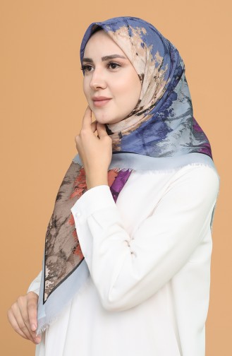 Batik Desen Çekme Cotton Eşarp 11401-08 Buz Mavisi Soğan Kabuğu