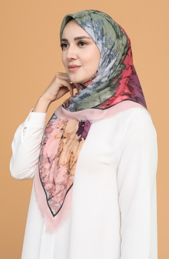 Batik Desen Çekme Cotton Eşarp 11401-10 Açık Pudra Koyu Bej