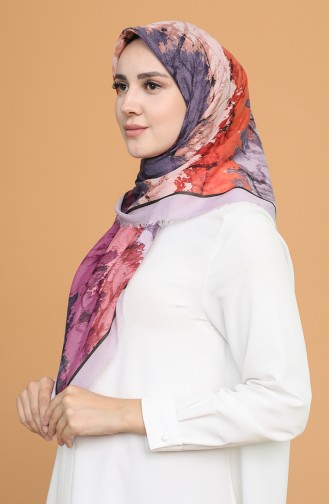 Batik Desen Çekme Cotton Eşarp 11401-16 Açık Lila Oranj