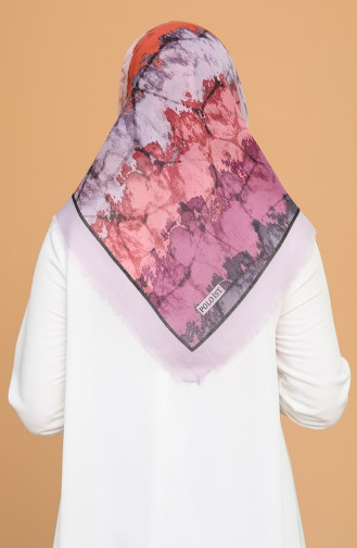 Batik Desen Çekme Cotton Eşarp 11401-16 Açık Lila Oranj