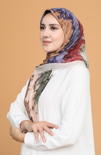 Batik Desen Çekme Cotton Eşarp 11401-18 Kum Beji Haki