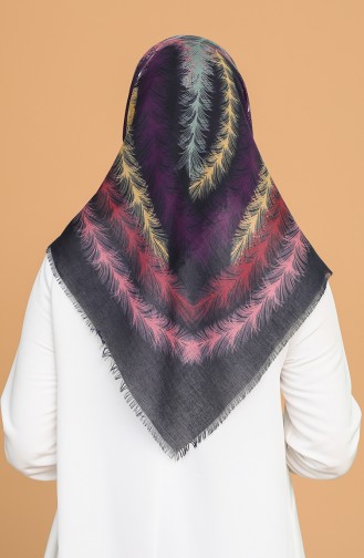 Tüy Desen Çekme Cotton Eşarp 11397-07 Lacivert Sarı