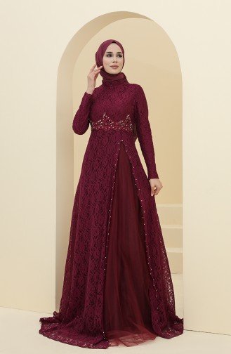 فساتين سهرة بتصميم اسلامي ارجواني داكن 5087-02