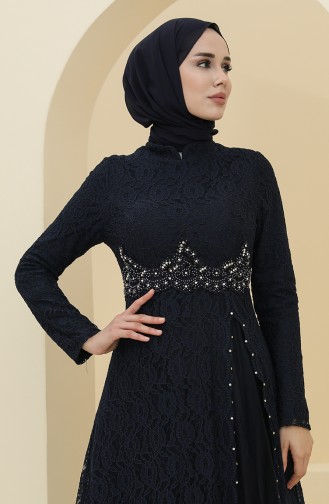 Navy Blue İslamitische Avondjurk 5087-04