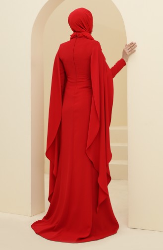 Rot Hijab-Abendkleider 6007-02
