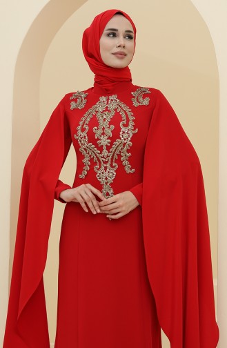Rot Hijab-Abendkleider 6007-02