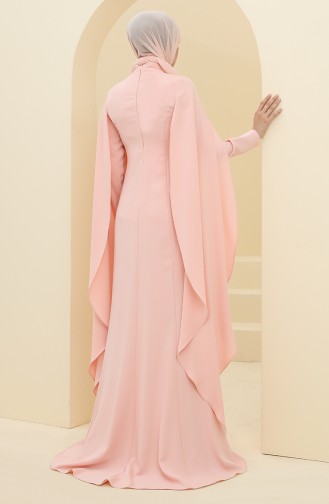 Powder Hijab Evening Dress 6007-04