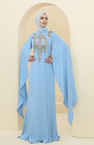Babyblau Hijab-Abendkleider 6007-07