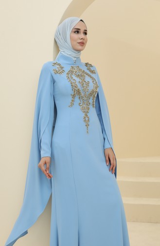 Babyblau Hijab-Abendkleider 6007-07