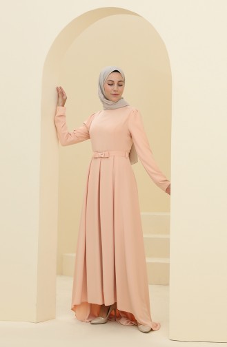Lachsrosa Hijab-Abendkleider 6053-01