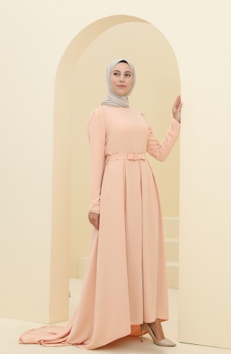 Lachsrosa Hijab-Abendkleider 6053-01