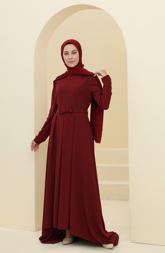 Fiyonklu Abiye Elbise 6053-04 Bordo