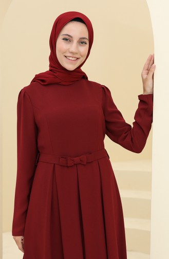 Weinrot Hijab-Abendkleider 6053-04