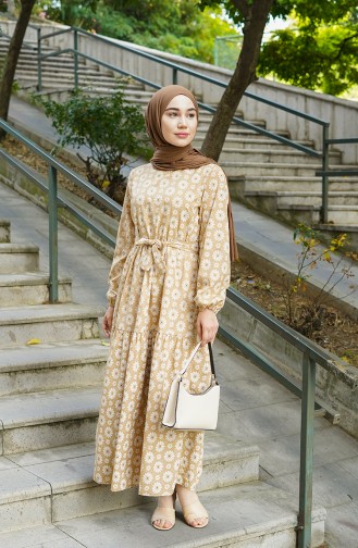 Dark Beige Hijab Dress 1021-01