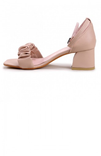 Ayakland 9072216 Cilt 5 Cm Topuk Kadın Sandalet Ayakkabı Açık Vizon