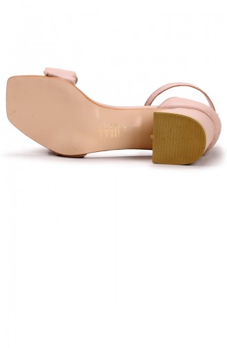 Ayakland 9072216 Cilt 5 Cm Topuk Kadın Sandalet Ayakkabı Açık Vizon