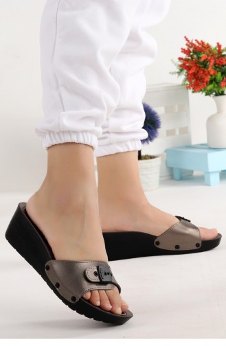 Ceyo 99691 Günlük 55 Cm Topuk Jelli Bayan Terlik Platin