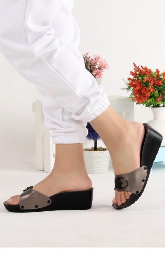 Ceyo 99691 Günlük 55 Cm Topuk Jelli Bayan Terlik Platin