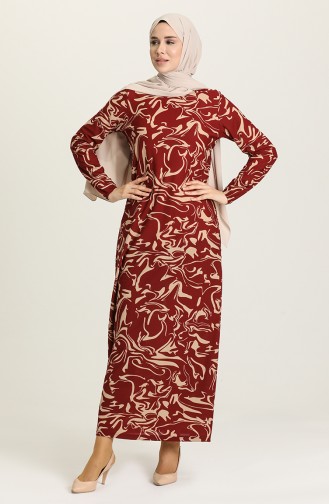 Claret Red Hijab Dress 2020-03