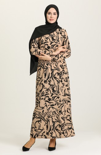 Beige Hijab Dress 2020-04