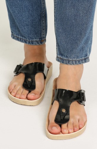 Black Summer slippers 1000P-01