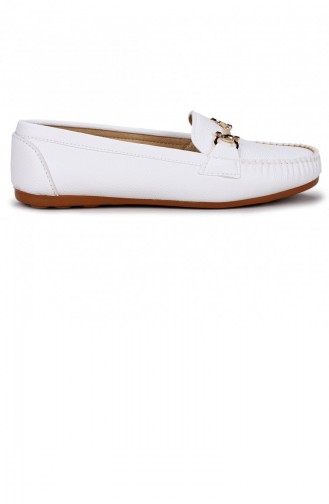 Woggo Pnt 295012 Cilt Günlük Kadın Babet Ayakkabı Beyaz