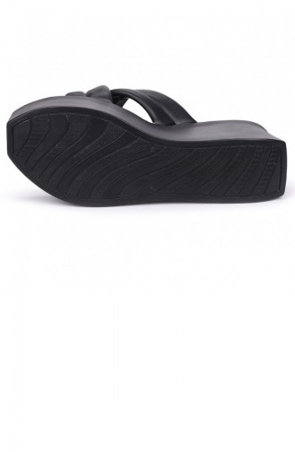 Woggo Pnt 322006 Cilt Günlük 10 Cm Dolgu Topuk Kadın Terlik Siyah