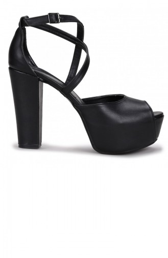 Woggo Pnt 328012 Cilt Abiye 11 Cm Platform Topuk Kadın Sandalet Ayakkabı Siyah