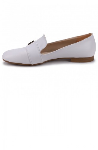 Woggo Pnt 354028 Cilt Günlük Kadın Babet Ayakkabı Beyaz