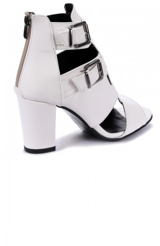 Woggo Pnt 410115 Cilt 7 Cm Topuk Kadın Sandalet Ayakkabı Beyaz