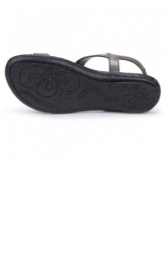 Woggo Pnt 563155 Taşlı Günlük Kadın Sandalet Ayakkabı Terlik Platin