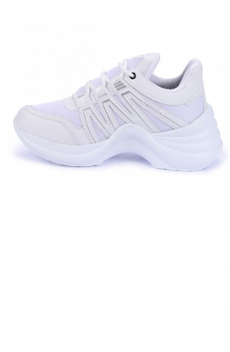 Woggo Twg 602 Günlük Fileli Yürüyüş Kadın Spor Ayakkabı Beyaz