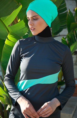 Rauchgrau Hijab Badeanzug 122