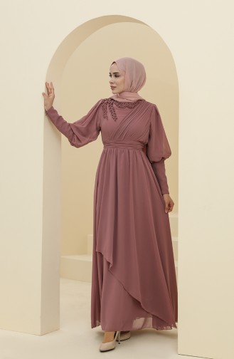 Powder Hijab Evening Dress 52804-05