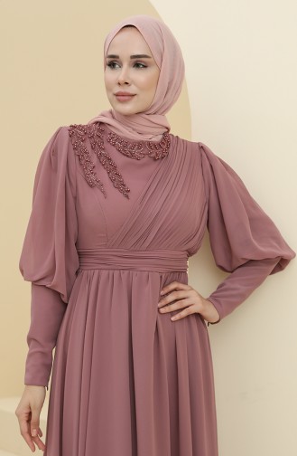 Powder Hijab Evening Dress 52804-05