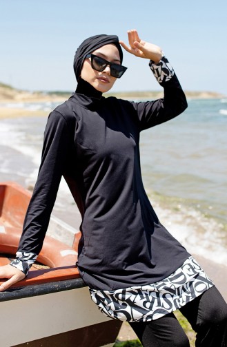 Schwarz Hijab Badeanzug 51