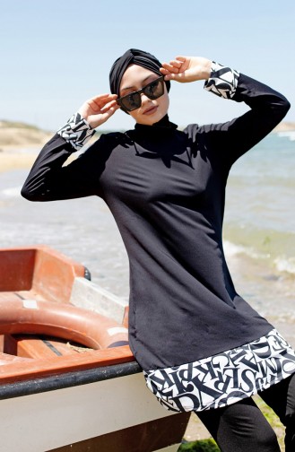 Schwarz Hijab Badeanzug 51