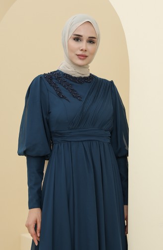 Petroleum Hijab-Abendkleider 52804-02