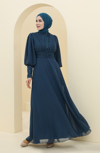 Petroleum Hijab-Abendkleider 52810-02